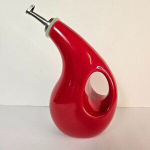 Rachel Ray 7" Cruet Oil or Vinegar Dispenser Bottle Stoneware Red w Spout H016